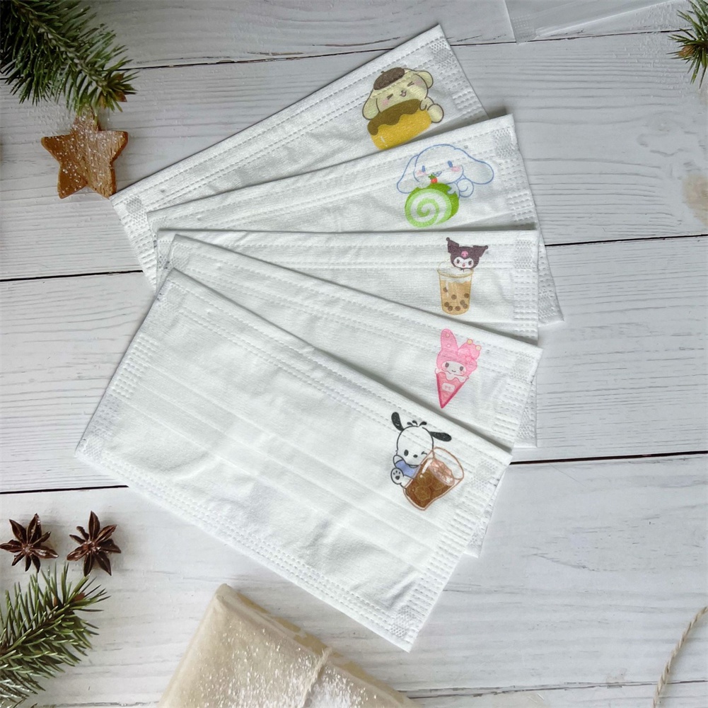 Bộ 50 Khẩu Trang Dùng Một Lần In Họa Tiết Kuromi / Cinnamon / Melody Dễ Thương Dành Cho Người Lớn