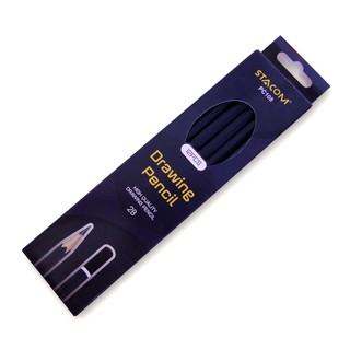 [Xả kho] Hộp 12 cây Bút chì gỗ, thân lục giác màu xám đen, độ cứng 2B, màu đậm | Stacom PC108
