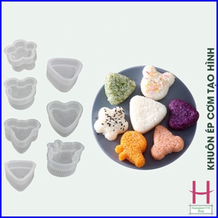 Bộ 7 Khuôn ép cơm tạo hình, làm cơm nắm, làm bánh cho bé - bằng nhựa trong suốt siêu đẹp