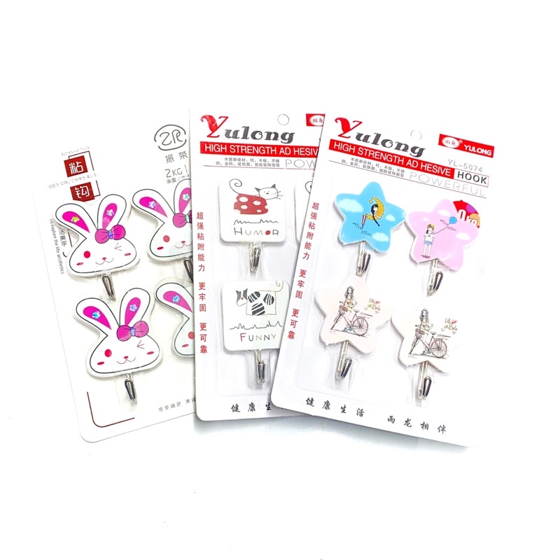 Móc dán tường combo 4 cái bằng nhựa móc sắc chịu lực siêu dính
