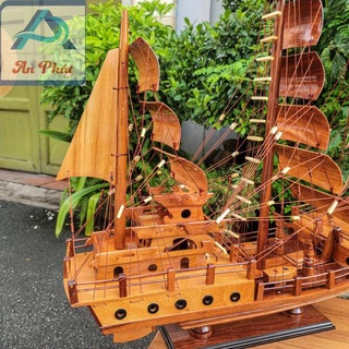 Thuyền Buồm Phong Thủy Gỗ Gõ 60x80cm