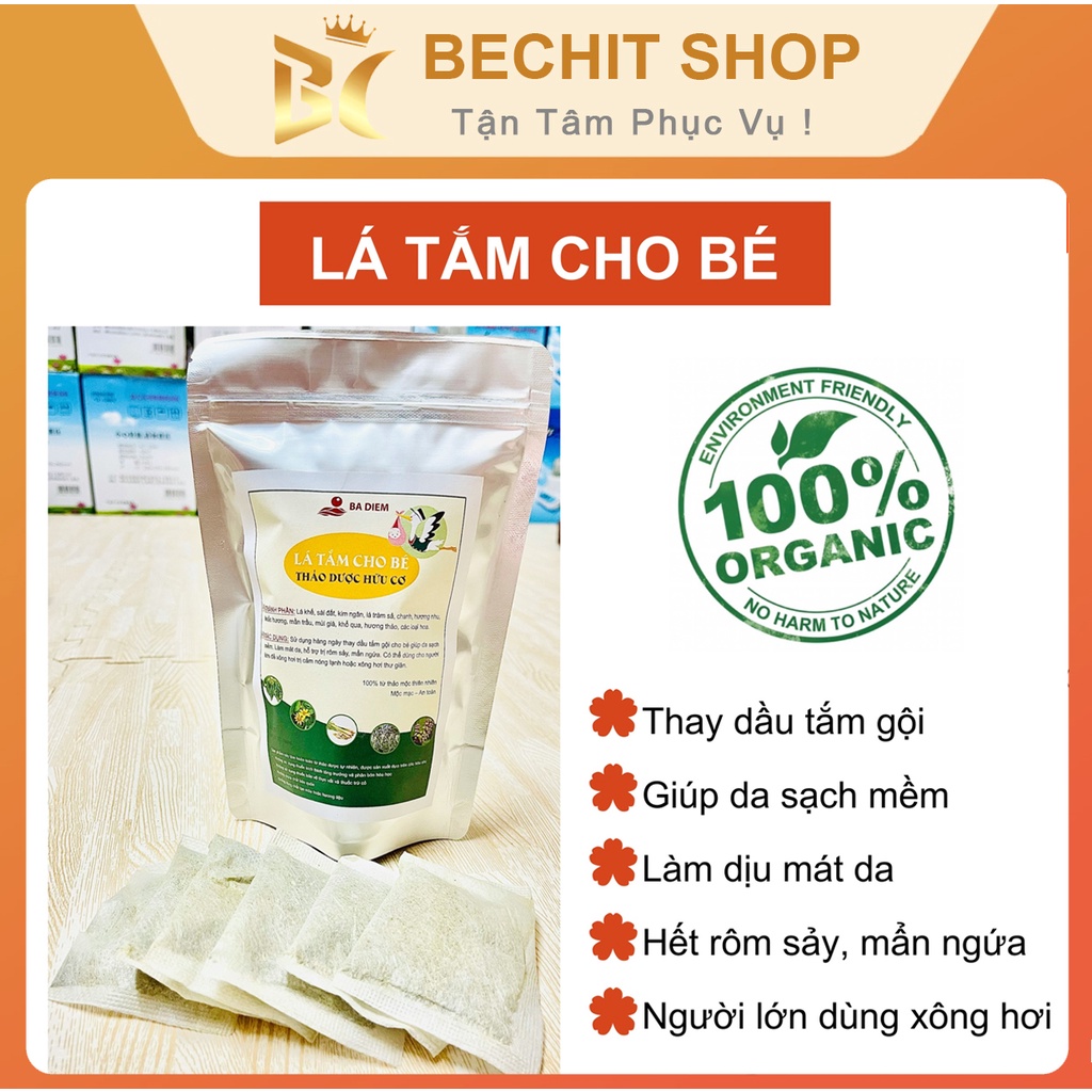 Lá Tắm Bé Thảo Dược | 20 Lần Tắm - Handmade | Hết Rôm Sảy, Mẩn Ngứa, Hăm, Mề Đay... | Lá Tắm Bé Sơ Sinh - Shop BeChit