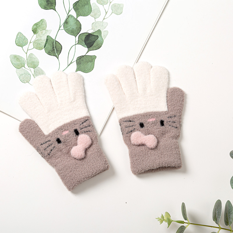 Găng tay len mềm hình mèo dễ thương cho bé từ 4-10 tuổi