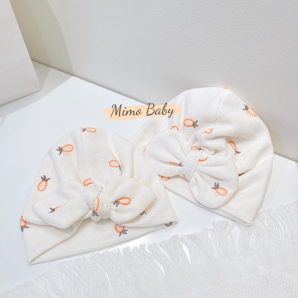 Mũ turban màu trắng kem họa tiết quả dứa xinh xắn cho bé MTB144 Mimo Baby