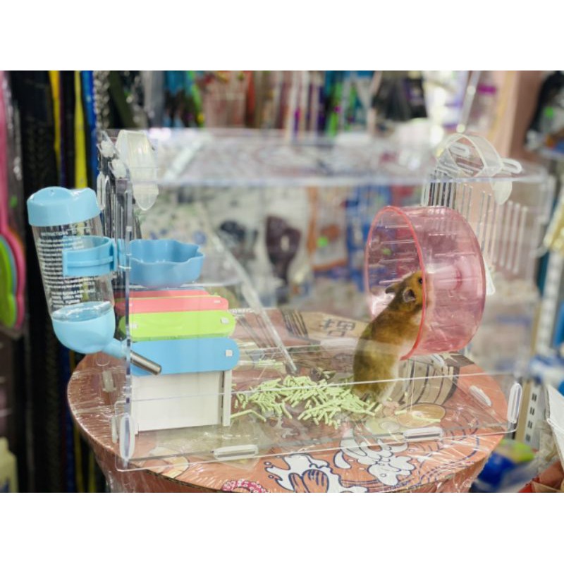 Lồng hamster mica full phụ kiện 30 x 20 x 20 cm