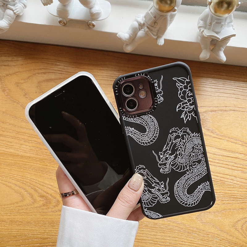 Ốp Điện Thoại Mềm Họa Tiết Rồng Trung Hoa Cho iPhone 15 14 13 12 11 Pro Max X XS XR 7 8 Plus SE 2020