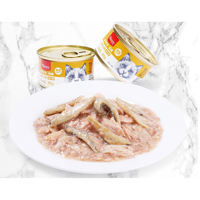 Pate Wanpy thịt cá thật cao cấp cho mèo - Lon 85g