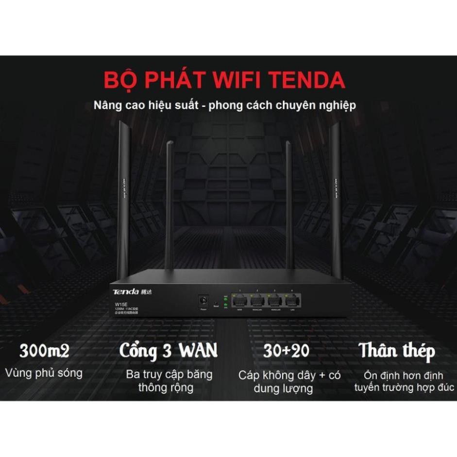 Bộ Phát WIFI Tenda W15e Ac1200mps Mạng Doanh Nghiệp 50 User
