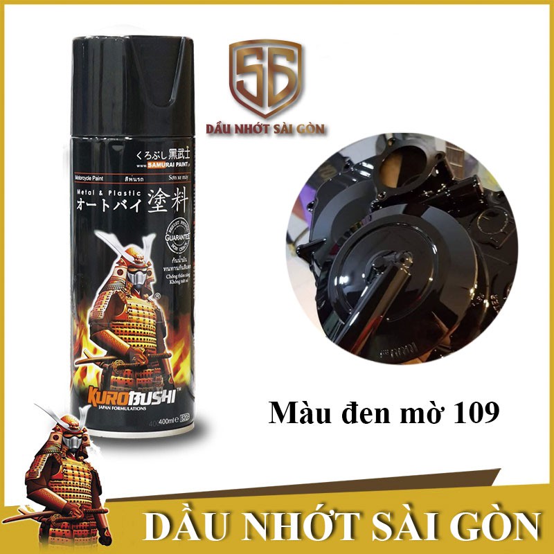 109 _ Chai sơn xịt sơn xe máy Samurai 109 màu đen bóng _ Black _ Shop uy tín, giao hàng nhanh, giá rẻ