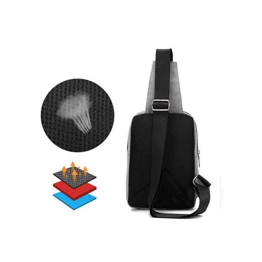 {MẪU MỚI} Túi đeo chéo phối chỉ màu cao cấp Shalla (đen xám)