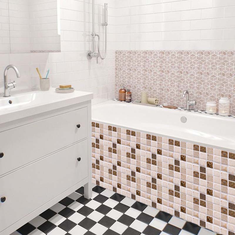 Bộ 10 miếng dán tường giả gạch bằng PVC DIY cho nhà bếp nhà tắm