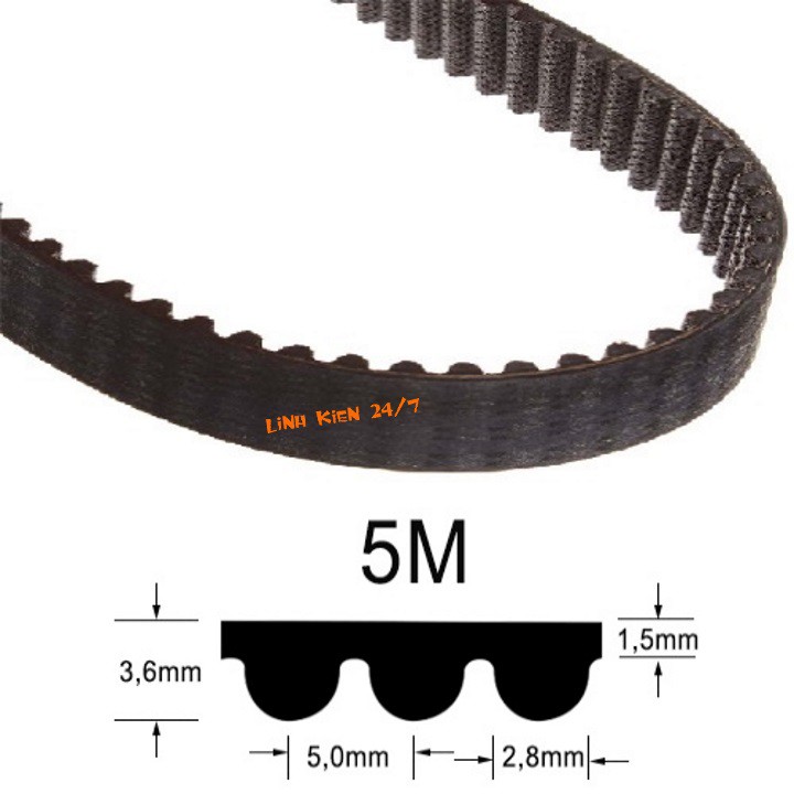 Dây Puly HTD380-5M Chu Vi 380mm Bản 16mm