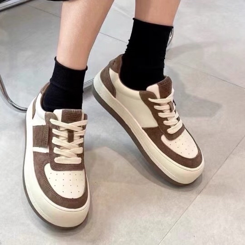 Giày thể thao nữ phối màu đen nâu cá tính