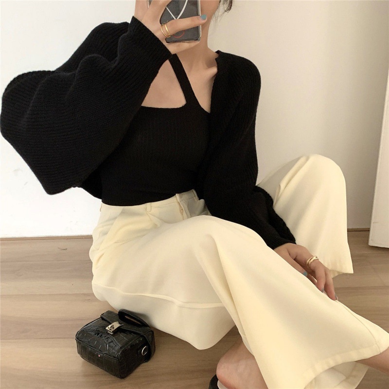 Áo cardigan IELGY dệt kim mỏng tay dài dáng rộng thời trang cổ điển thịnh hành
