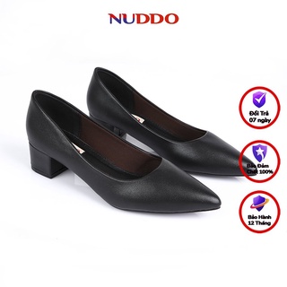 Giày cao gót công sở nữ cao cấp NUDDO mũi nhọn da mềm gót vuông 3p NU207 !!