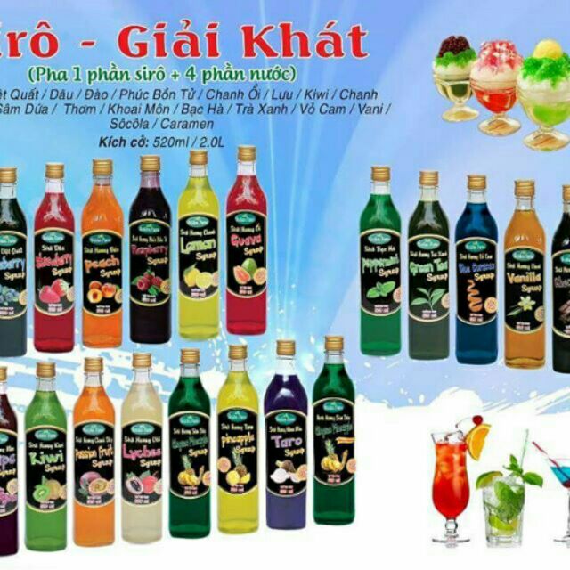 Siro các vị 520ml / 700ml