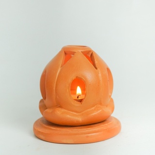 Đèn Đốt Nến Đất Nung Hoa Sen - Candle Holder - DN47