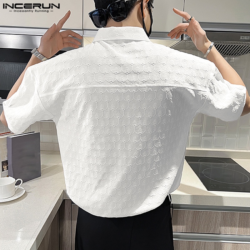 Áo thun INCERUN cổ polo tay ngắn họa tiết hoa thời trang công sở cho nam