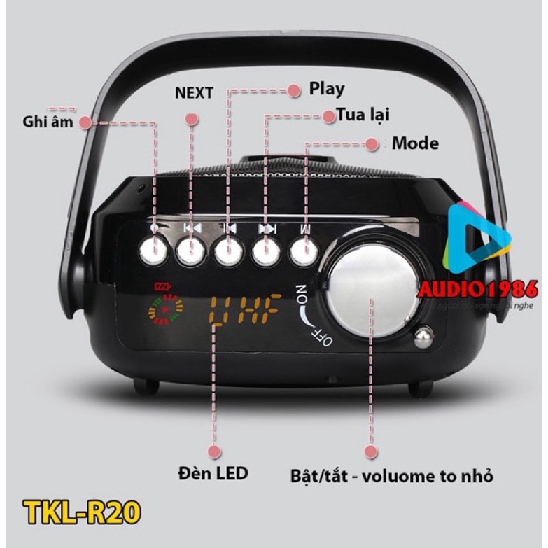 Máy trợ giảng TKL R20 UHF 1 micro cài ve áo 1 mic đeo tai nói song song