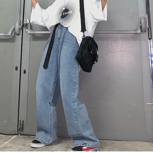 Quần Dài Lưng Cao Phong Cách Hip Hop Hàn Quốc Mới