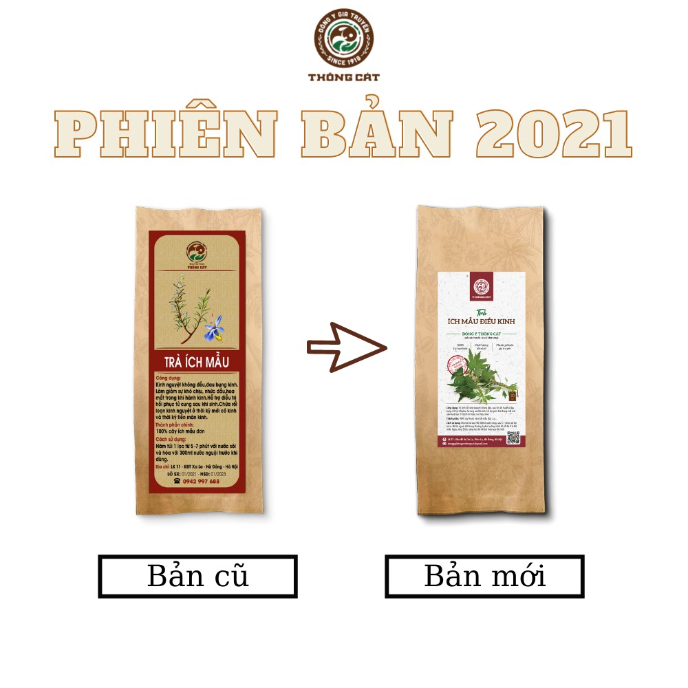 Trà Ích Mẫu  Gia Truyền Thông Cát_Trà túi lọc thảo mộc điều hòa kinh nguyệt, cân bằng nội tiết, giảm đau bụng kinh
