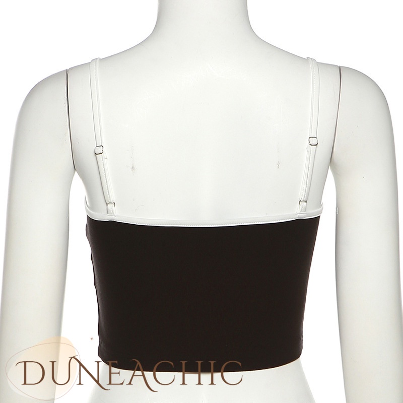 DUNEA Áo Croptop Hai Dây In Chữ Quyến Rũ Cho Nữ