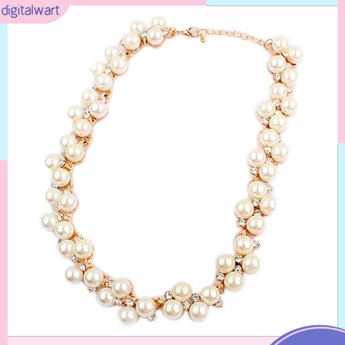 Dây Chuyền Ngọc Trai Giả Đính Đá Thanh Lịch Cho Nữ