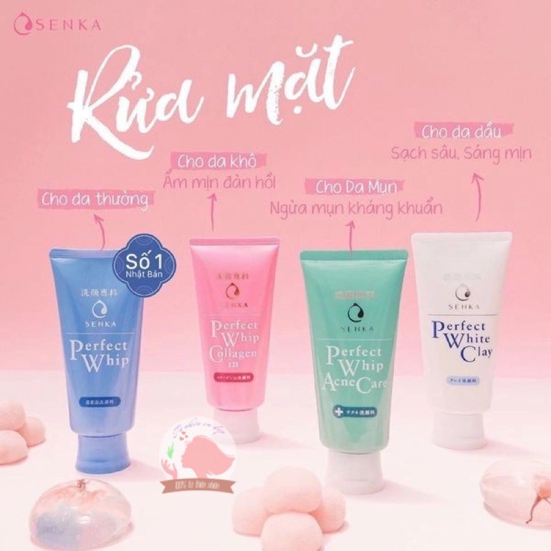 SỮA RỬA MẶT SENKA PERFECT WHIP WHITE COLLAGEN ACNE