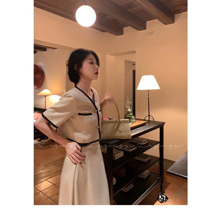 Set Áo Khoác Blazer Tay Ngắn + Chân Váy Chữ A Thiết Kế Mới Thời Trang Mùa Hè Dành Cho Nữ | BigBuy360 - bigbuy360.vn