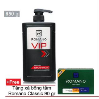 Romano - Dầu gội(Sữa tắm) cao cấp Vip 650 g + Tặng xà bông tắm Classic 90 gr