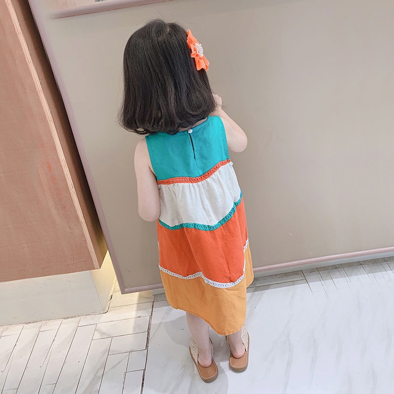 Váy xoè sát nách phối nhiều màu nhiều tầng cho bé gái (Cao 100-150cm, nặng 14-40kg) N00880