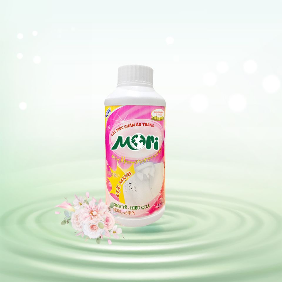 Tẩy quần áo trắng MORI, tẩy trắng quần áo mốc, ố vàng hiệu quả 500ml