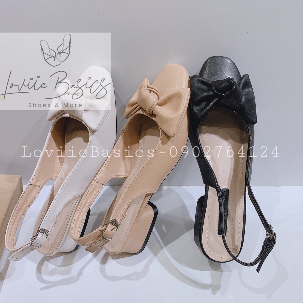GIÀY SANDAL BÍT MŨI LOVIIE BASICS - GIÀY NỮ BÍT MŨI NƠ GÓT VUÔNG 2P - SANDAL DẠNG SỤC NỮ NƠ HỞ GÓT S210708