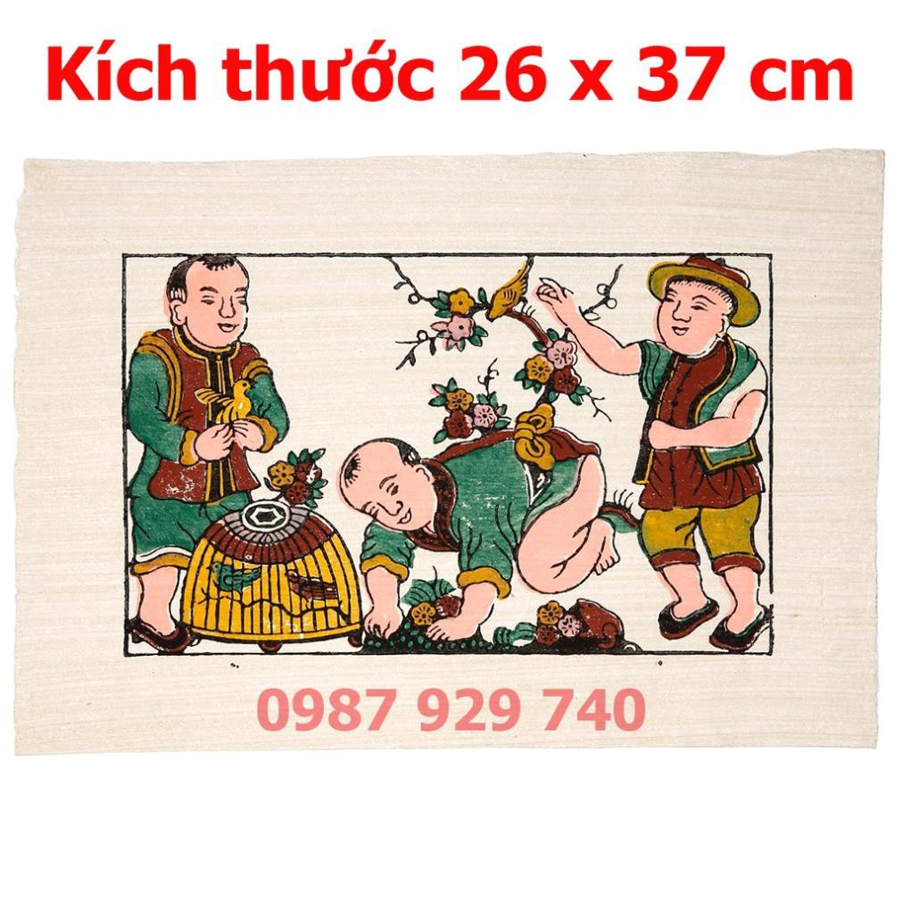 [Tranh Đông Hồ] Bức Chim Lồng - không khung tranh, Dong Ho folk paintings Viet Nam national cultural heritage