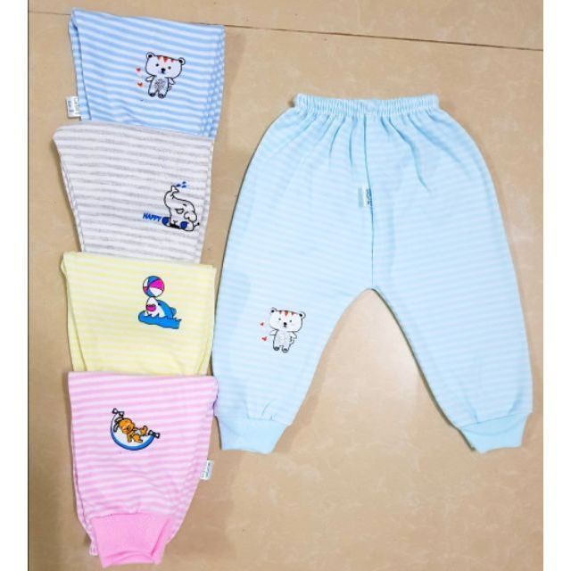 (bịch 10 chiếc) Quần dài thu đông cotton mềm mịn in hình ngộ nghĩnh cho bé từ 0-30 tháng (Hàng Việt Nam)