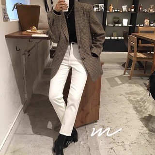 Áo vest blazer dạ kẻ