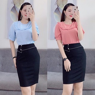 Áo Sơ Mi Chấm Bi Nữ Tay Bồng