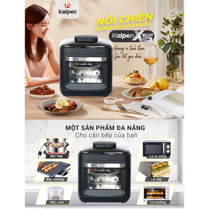 Nồi Chiên Không Dầu Hơi Nước Công Nghệ Mới Kalpen X15 - Dung tích 15L