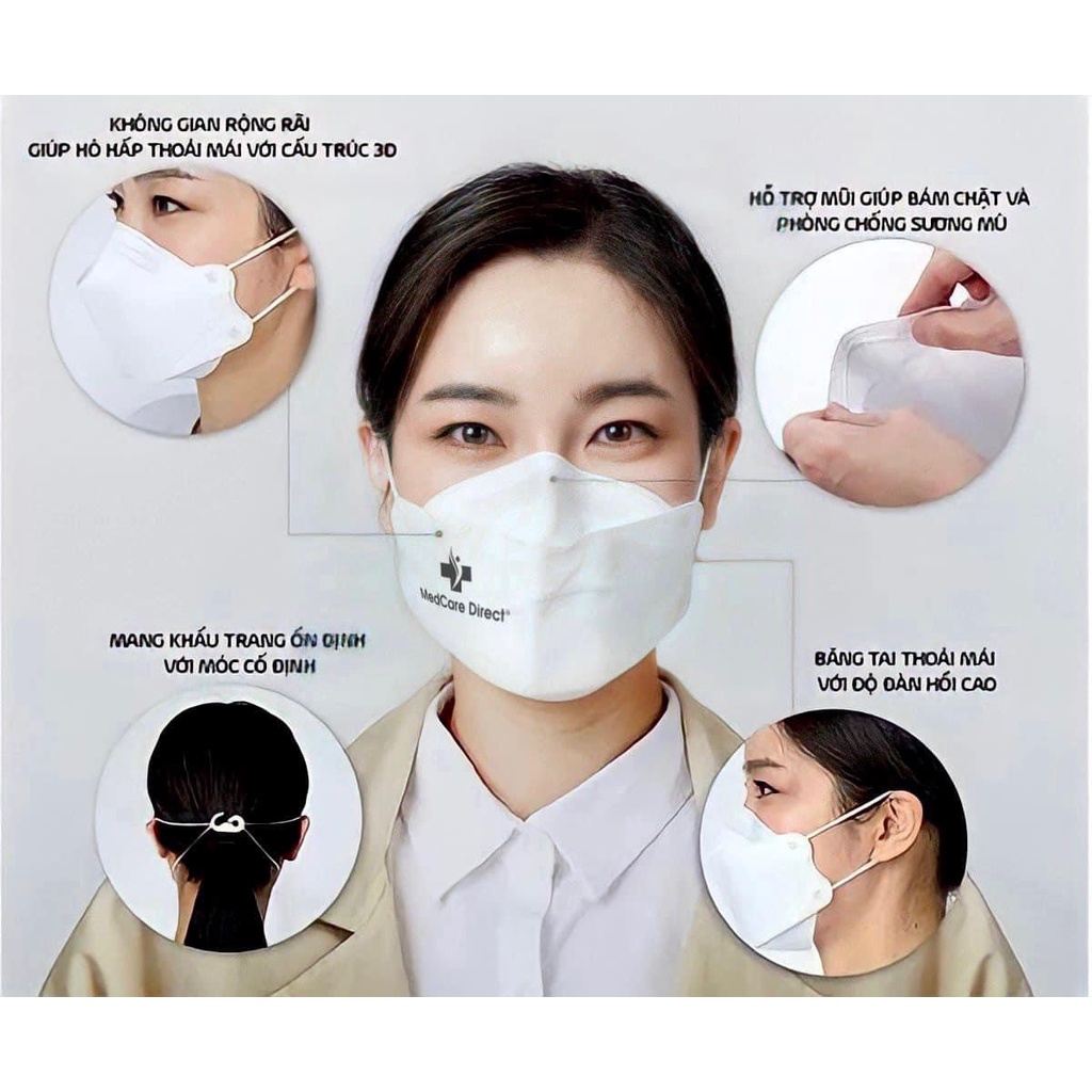 Khẩu trang y tế MEDCARE DIRECT KF94 N95  chống đôc , chống bụi mịn và kháng khuẩn đạt tiêu chuẩn xuất khẩu Mỹ