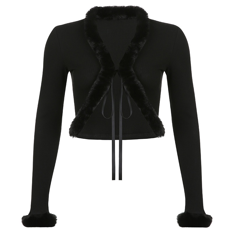 Áo Cardigan Tay Dài Cổ Phối Lông Thời Trang Mùa Thu Cho Nữ 2021 | BigBuy360 - bigbuy360.vn