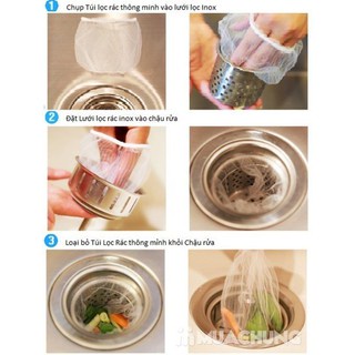 Túi lọc rác bồn rửa bát thông minh, lọc thức ăn thừa tiện lợi, combo 100c