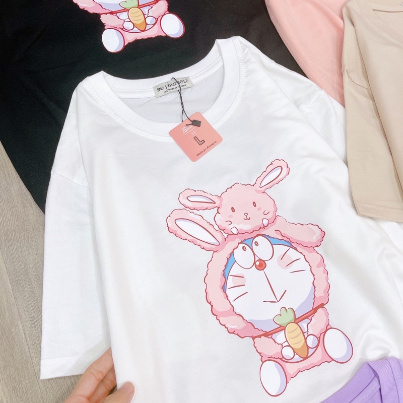 Áo Thun PHÔNG NAM NỮ UNISEX IN MÈO Ú DORAEMON