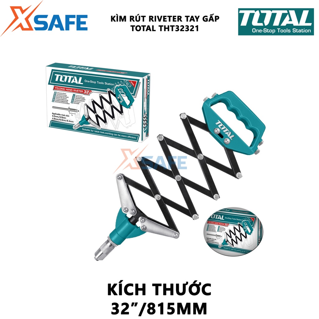 Kìm rút rivet tay gấp TOTAL THT32321 32 inch Kềm đa năng kích thước áp dụng 2.4mm, 3.2mm, 4mm, 4.8mm - [XSAFE]