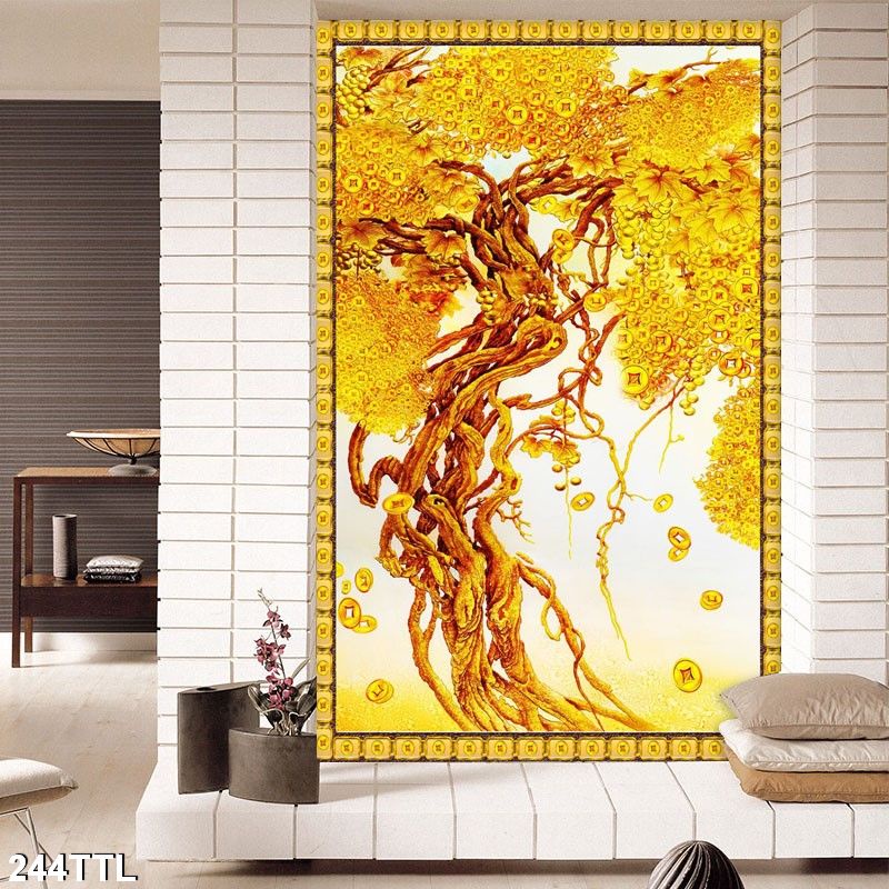 Tranh treo tường - Tranh Laminate tráng gương Cây Kim Tiền 03 - Bộ 1 tấm