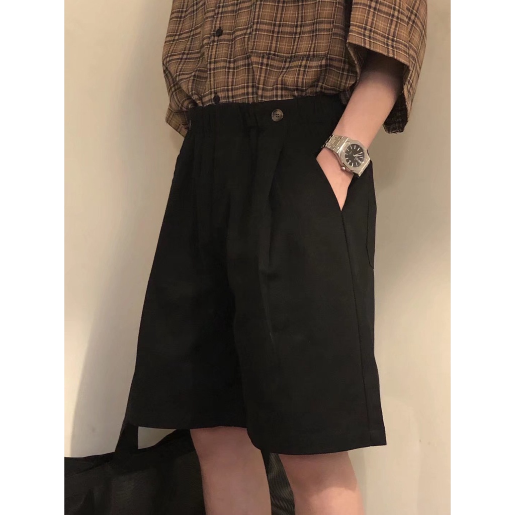 Quần Short Thể Thao Ống Rộng Màu Trơn Thời Trang Harajuku Cho Nam Và Nữ