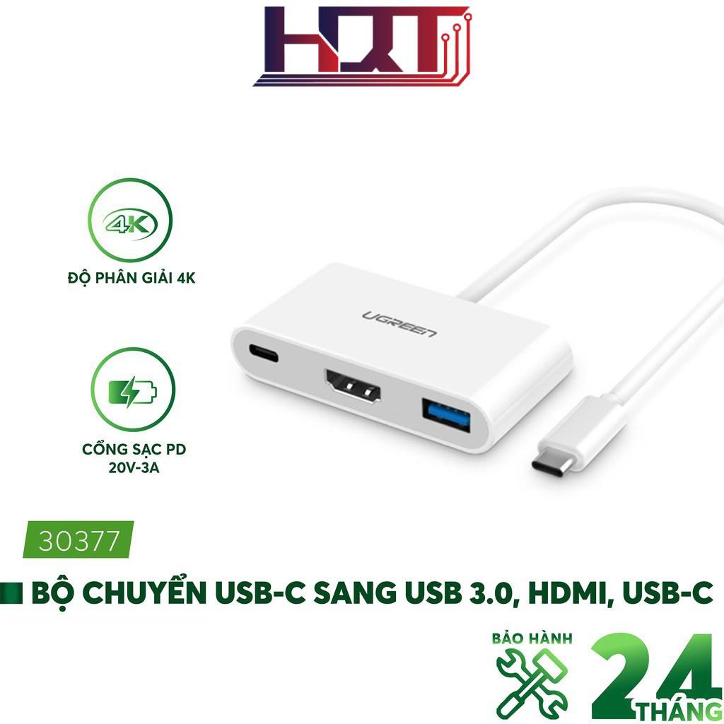 Dây chuyển đổi USB Type-C sang USB 3.0 + HDMI + USB Type-C UGREEN 30377 (màu trắng)