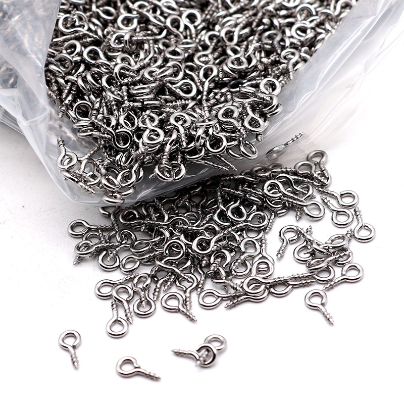 Bộ 300 khoen đinh vít mini 8/10mm bằng thép không gỉ dùng làm trang sức thủ công