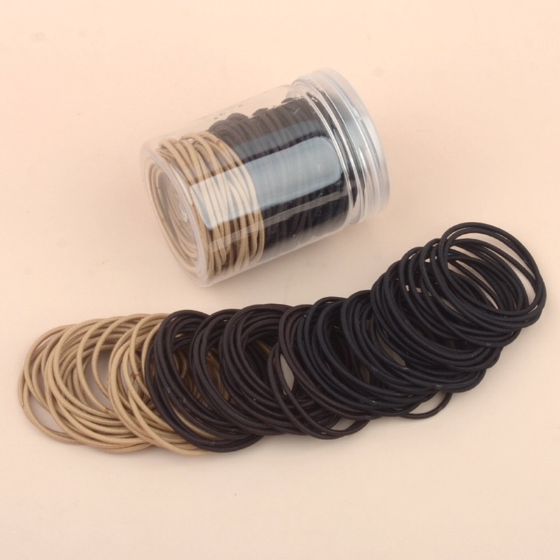 Hộp 100 dây buộc tóc đơn giản dành cho nữ