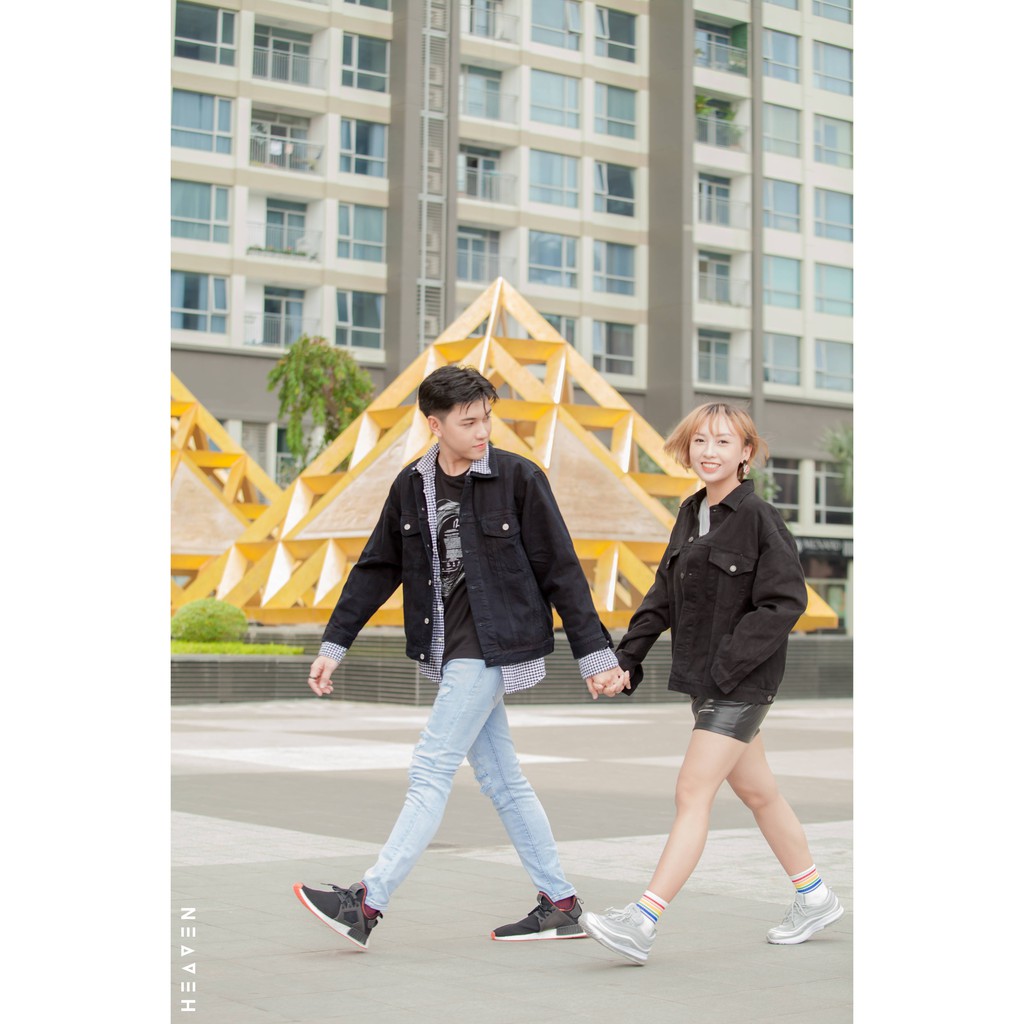 BLACK 🔥 Áo Khoác Jean Đen Cặp Đôi nam nữ oversize style Ulzzang - AOKHOACJEAN.VN