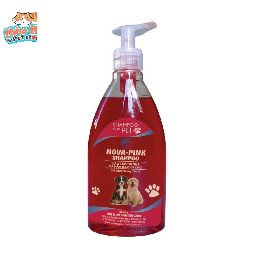 Sữa tắm ghẻ và nấm da cho cún NOVA–PINK SHAMPOO do Demodex, Sarcopte - 300ml